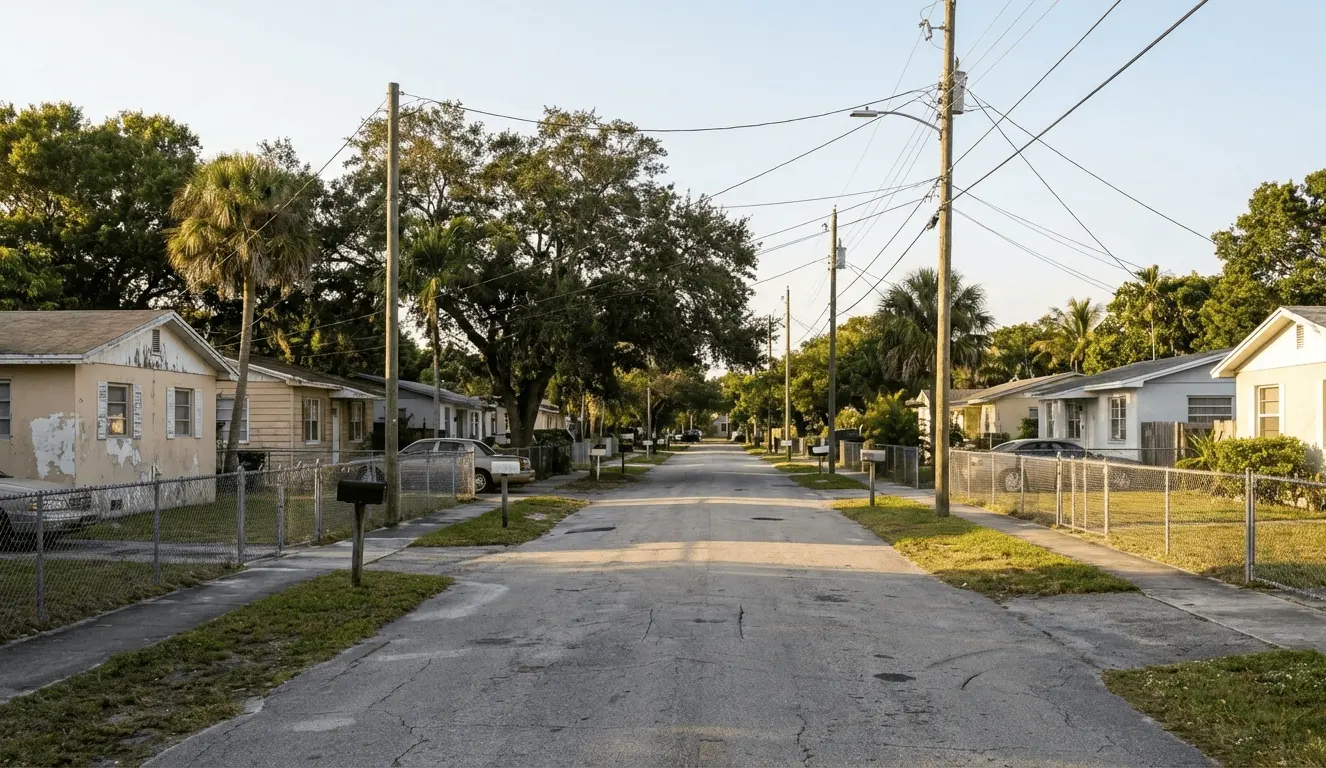 Fort Lauderdale residential neighborhood street, suburban homes