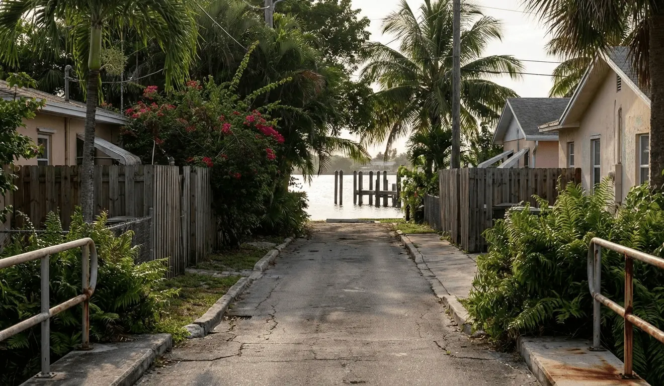 Fort Lauderdale waterfront home with canal access, tropical residential neighborhood