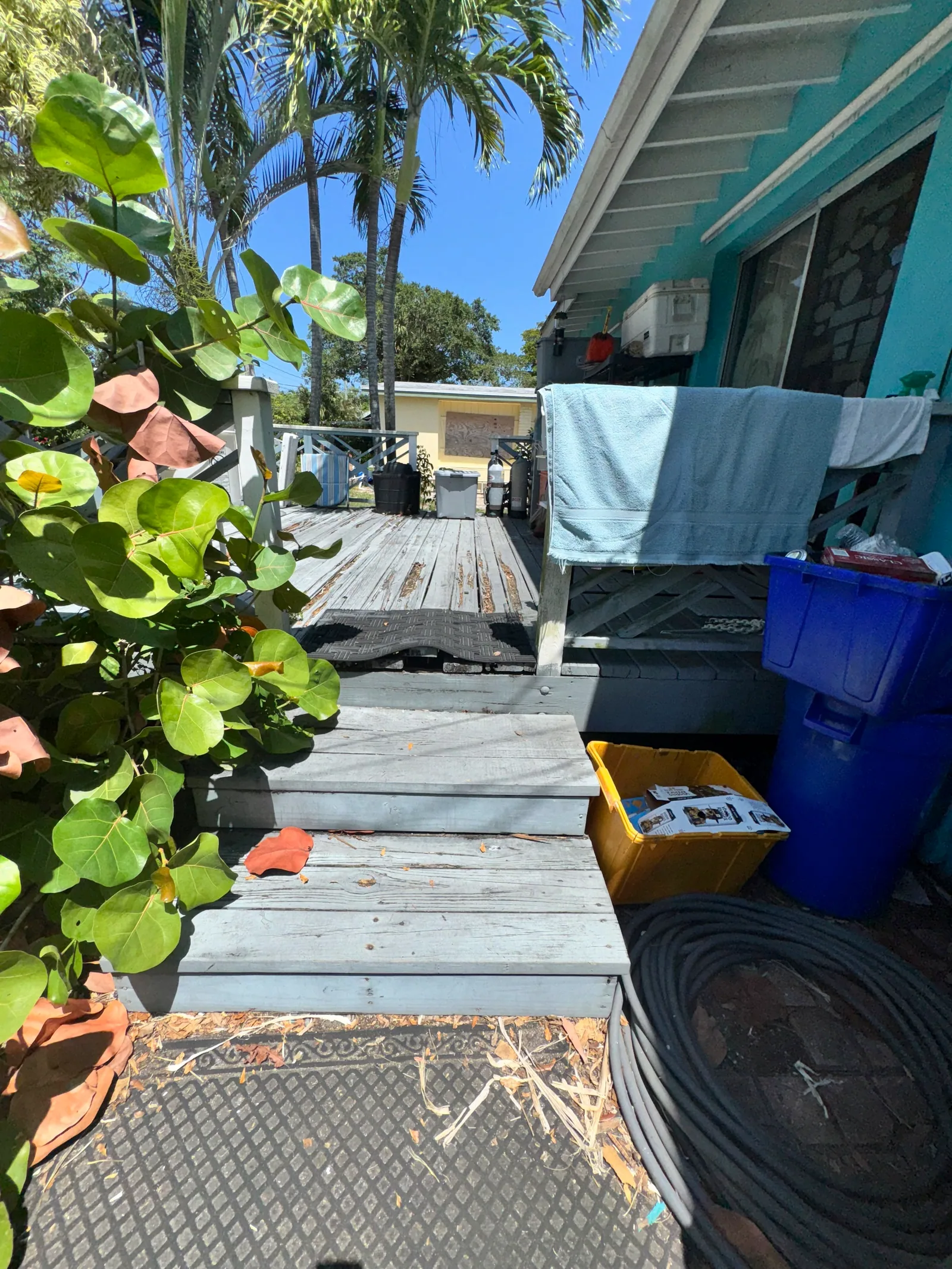 Weathered deck and exterior woodwork included in the property-condition review