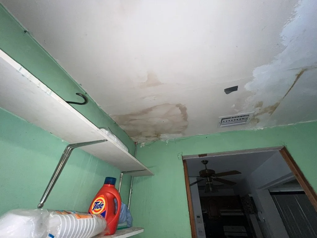 Ceiling water damage in a Florida home reviewed for repairs