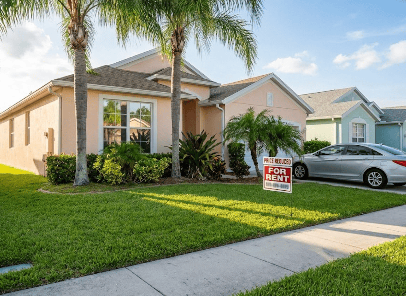 Suburban rental with price reduced yard sign