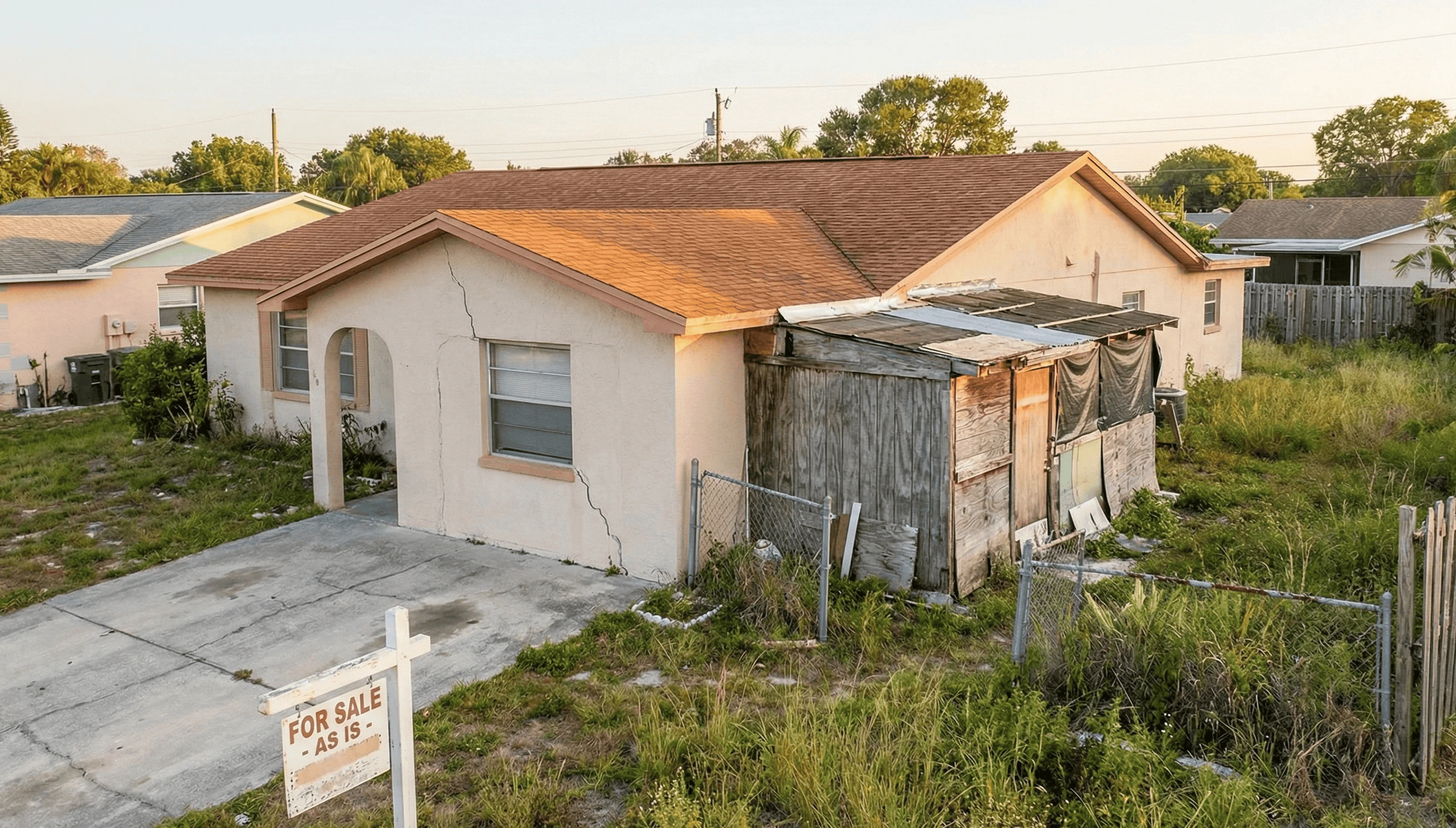 Distressed Florida home with code violations for sale as-is