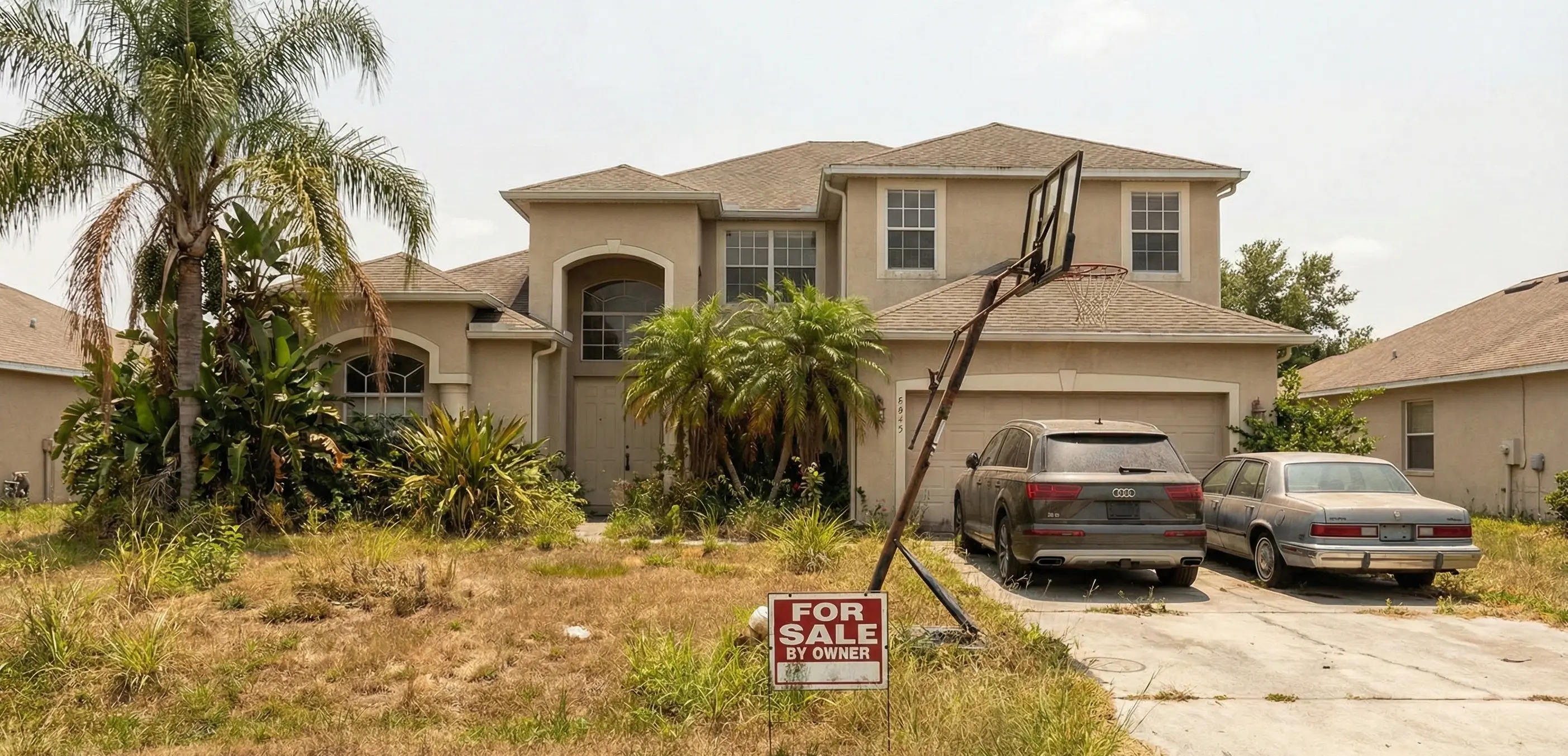 Stressed couple looking at papers in a home