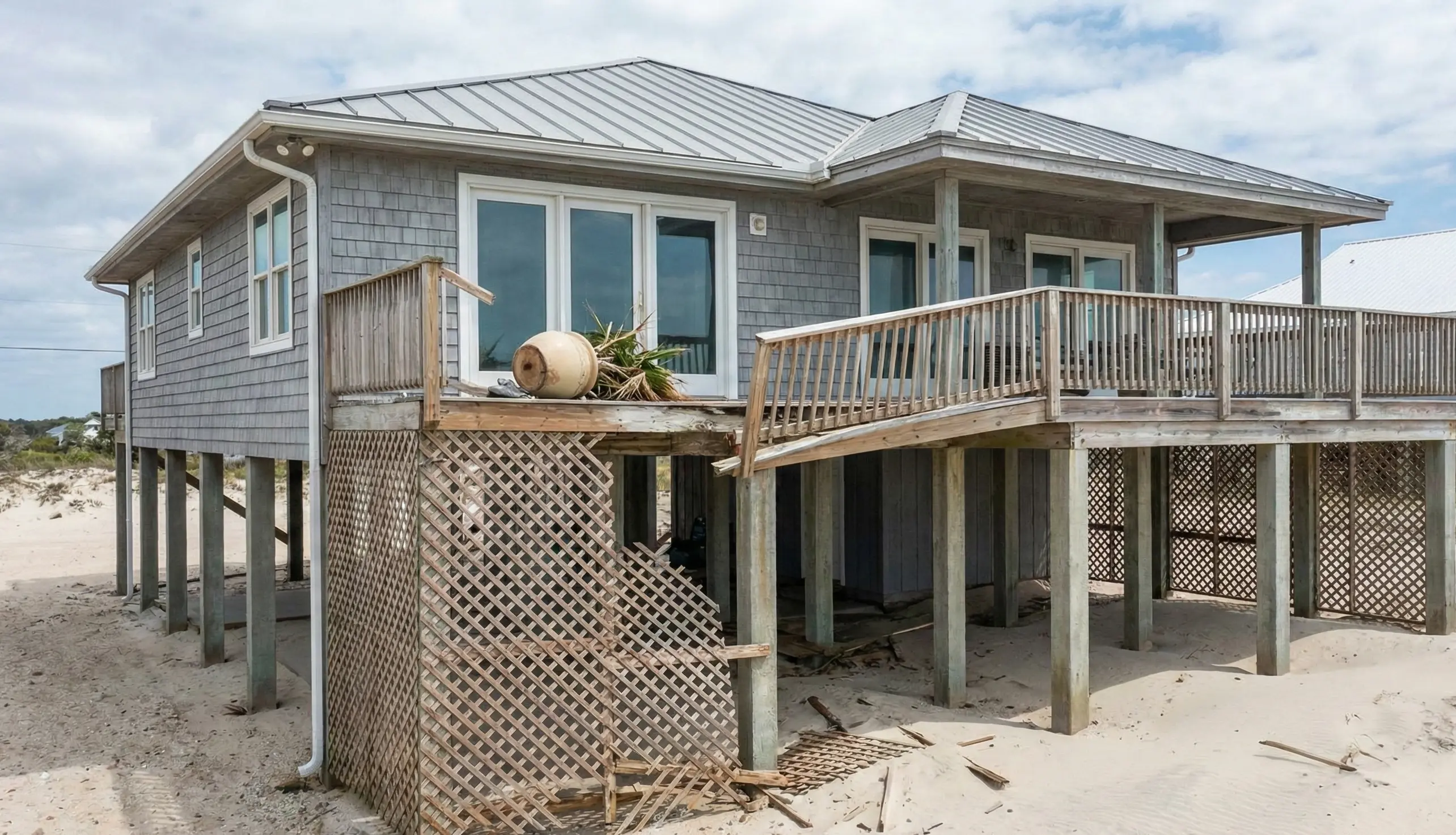 House with visible storm damage in Florida